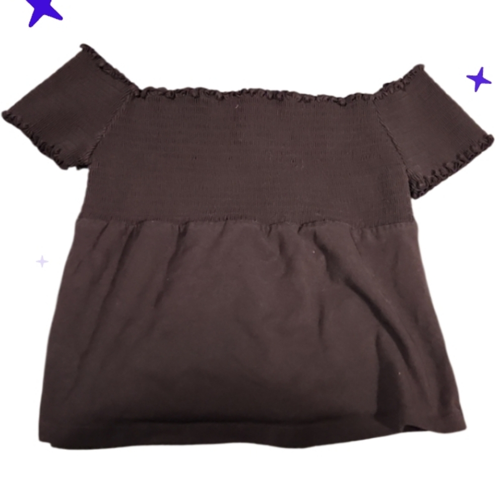 Vintage Brown Off Shoulder Top Jrs Med